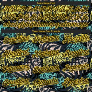 Custom Black Yellow 3D Pattern Design Hawaii Tropical Palm Leaves With Animal Print Authentic Baseball Jersey 3 3DPattern1429 3