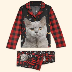 Christmas Pajamas Personalized Womens Pajamas SetFunny Birthday Gift For Wife Mom Dog Mom Cat Mom Pet Lovers Plaid Pattern 2