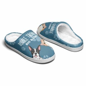 Double Trouble Personalized Slippers Mothers Day Funny Birthday Gift For Pet Lovers Dog Mom Cat Dad Dog Cat Owners 3