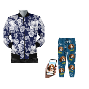 Combo Personalized Beautiful Floral Purple Jacket and Sweatpants