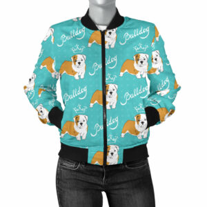 Bulldogs Pattern Print Design 05 Women’s Bomber Jacket