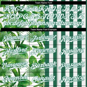 Custom Kelly Green White-Kelly Green 3D Pattern Design Tropical Palm Leaves Authentic Baseball Jersey 3 kelly green 0193 3