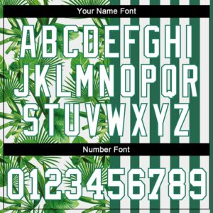 Custom Kelly Green White-Kelly Green 3D Pattern Design Tropical Palm Leaves Authentic Baseball Jersey 4 kelly green 0193 4